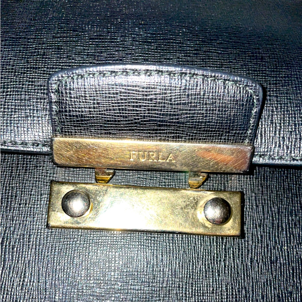 Furla Black Leather Handbag - handle wear, needs repair - Picture 5 of 10